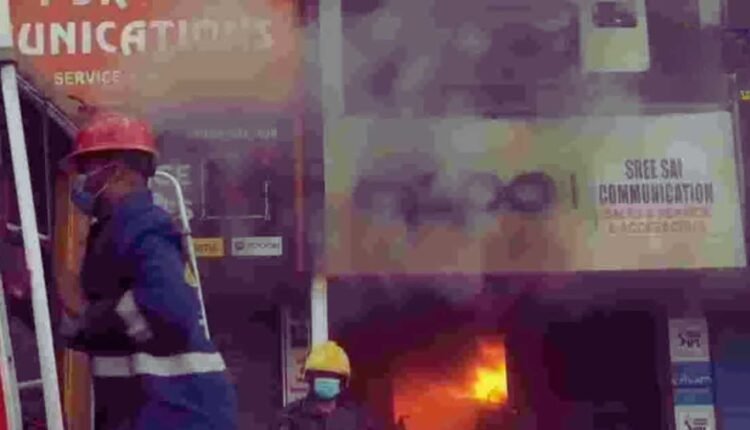 Fire at KPHB mobile shop near bus stop