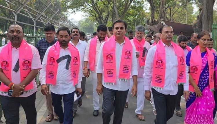 KTR leads BRS protest over Six Guarantees