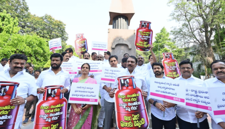 LPG shortage protest by BRS near Assembly