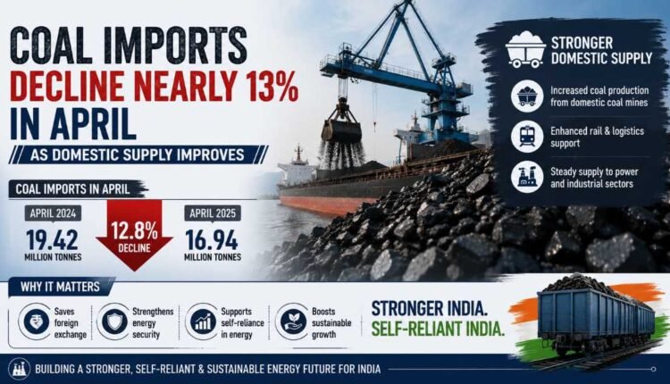 Coal imports decline 13% in April 2026